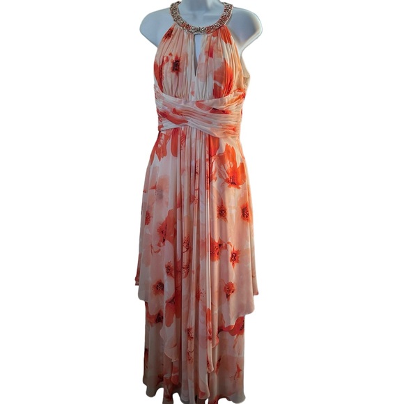Eliza J Dresses & Skirts - Eliza j  fairycore  floral romantic layer flowy maxi  sz 4 dress whimsical coral
